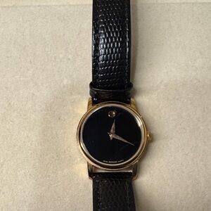 Movado Black and Gold Women's Watch